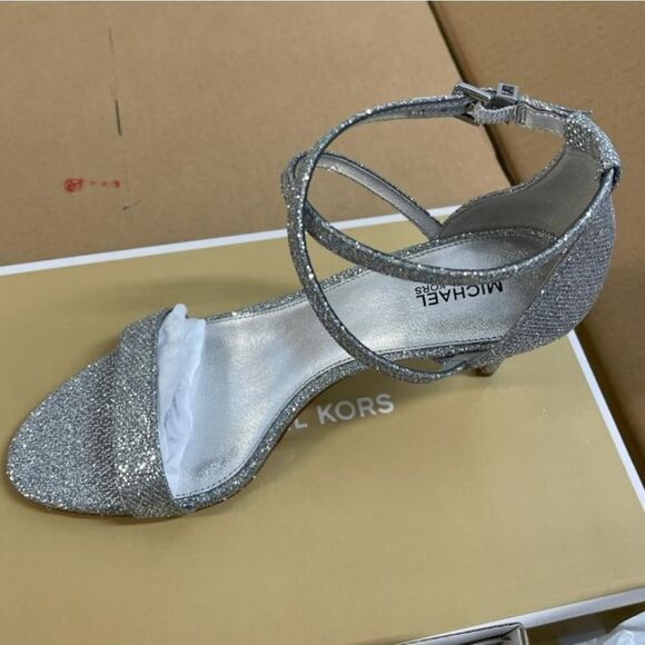 Michael Kors Ava Mid Sandal in Silver Glitter Mesh- Size 9 and 9.5 $125 - Picture 4 of 4